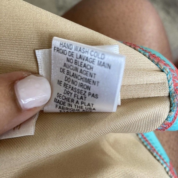 Milly Cabana 2 Piece Bikini Swimwear Coral Print Size m Top, L bottom - Picture 8 of 10